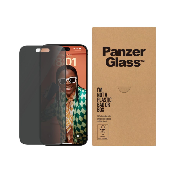 PanzerGlass Privacy - screen protector for mobile phone - ultra-wide fit with EasyAligner