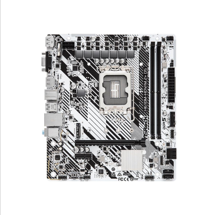 ASRock H610M-HDV/M.2+ D5 - motherboard - micro ATX - LGA1700 Socket - H610 Motherboard - Intel H610 - Intel LGA1700 socket - DDR5 RAM - Micro-ATX