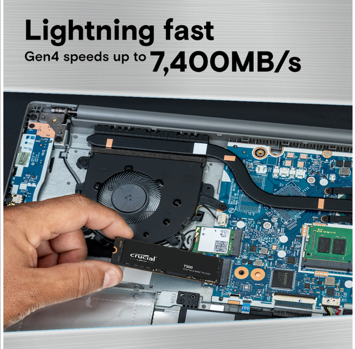 Crucial T500 SSD - 500GB - Without heat spreader - M.2 2280 - PCIe 4.0