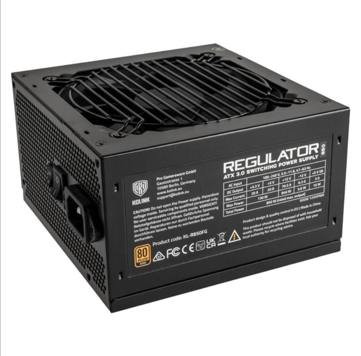 Kolink 稳压器 1000W ATX 3.0 电源 - 1000 瓦 - 120 毫米 - 80 Plus 金牌证书