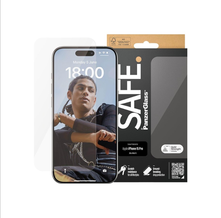 PanzerGlass SAFE. by - screen protector for mobile phone - ultra-wide fit