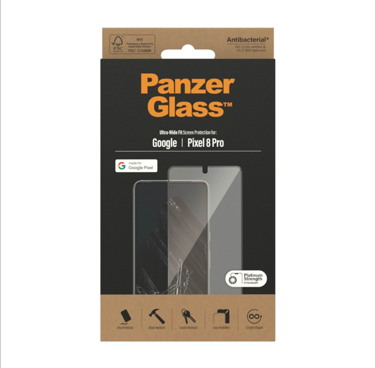 PanzerGlass 屏幕保护膜 Google Pixel 8 Pro |超宽版型对准器套件