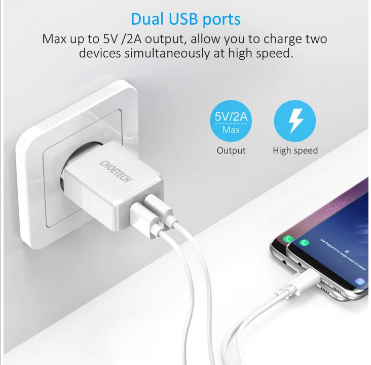 Choetech Power charger C0030 2A 2x USB (white)