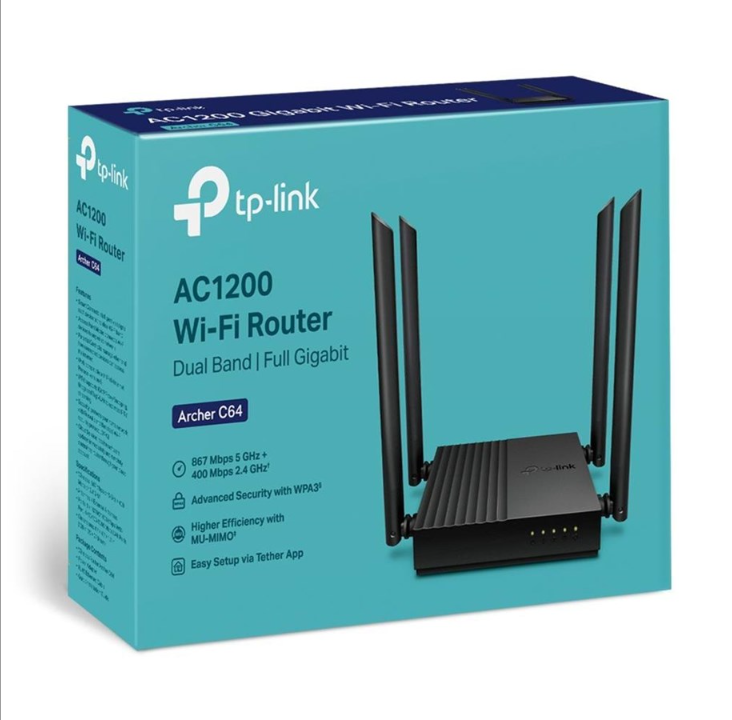 TP-Link Archer C64 AC1200 Wireless MU-MIMO WiFi Router - Wireless router