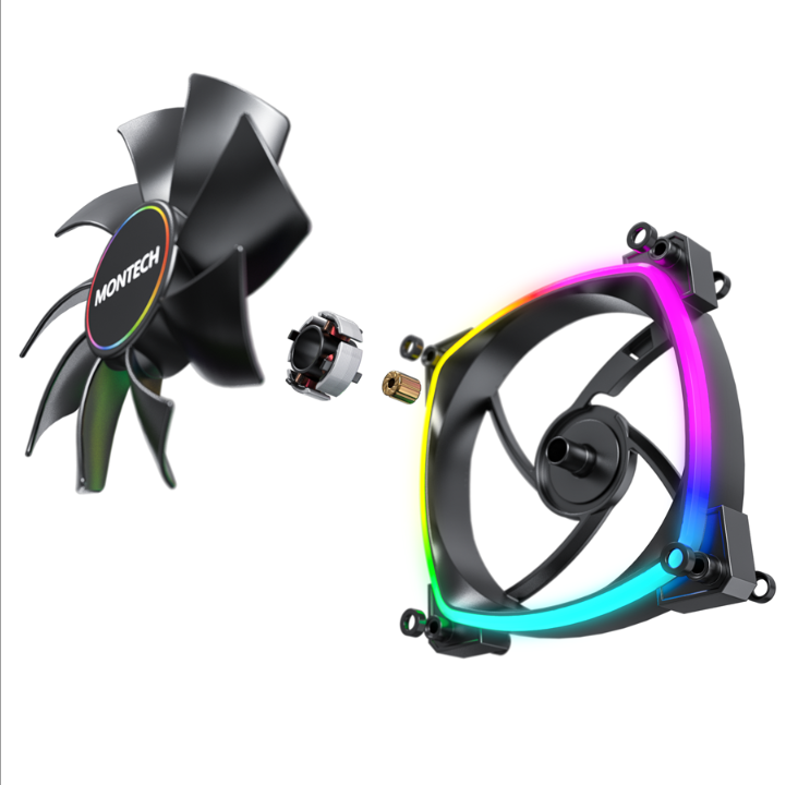 Montech AX140 PWM BK - Chassis fan - 140mm - Black with RGB LED - 28 dBA *DEMO*