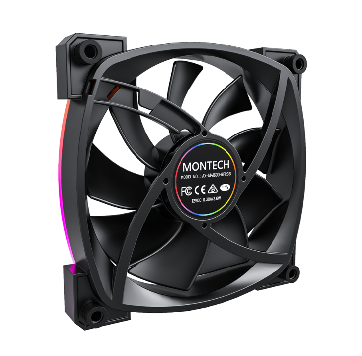 Montech AX140 PWM BK - Chassis fan - 140mm - Black with RGB LED - 28 dBA *DEMO*