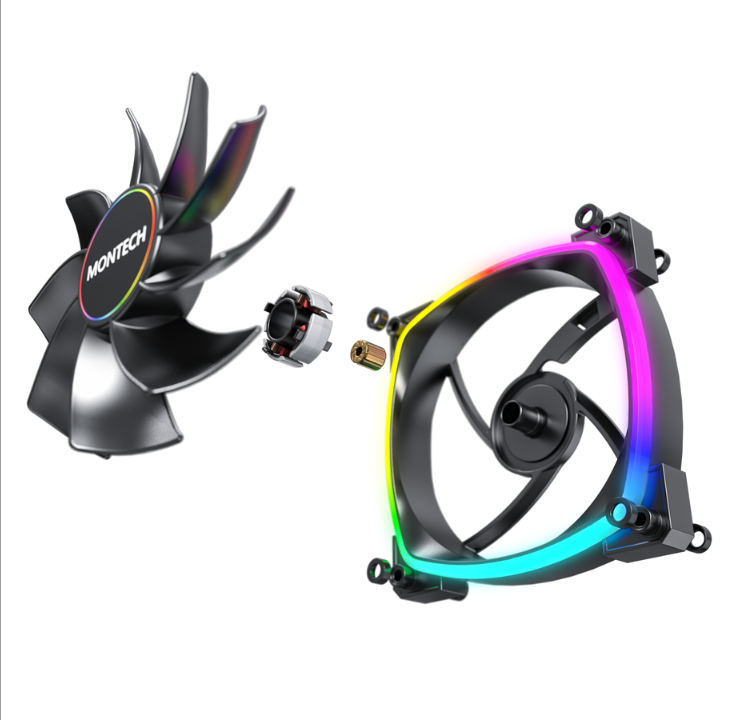 Montech RX140 PWM BK - Reverse - Chassis fan - 140mm - Black with RGB LED - 28 dBA