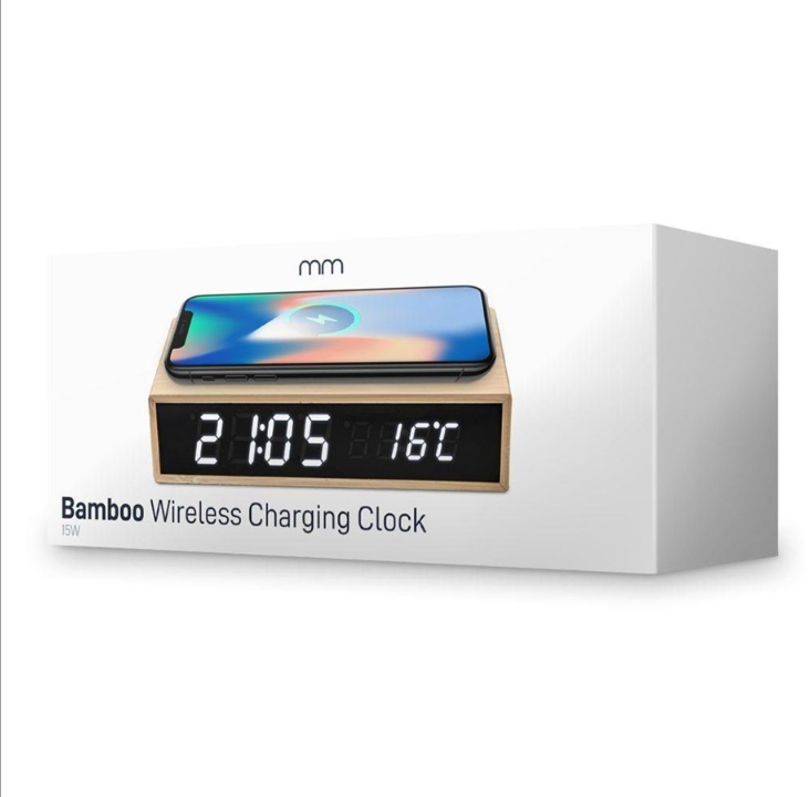 Mikamax Bamboo Wireless Charger Clock