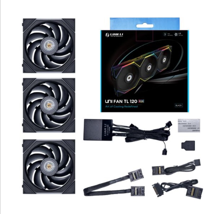 Lian Li UNI FAN TL 120 (3-pack) - Chassis fan - 120mm - Black with RGB LED - 33 dBA