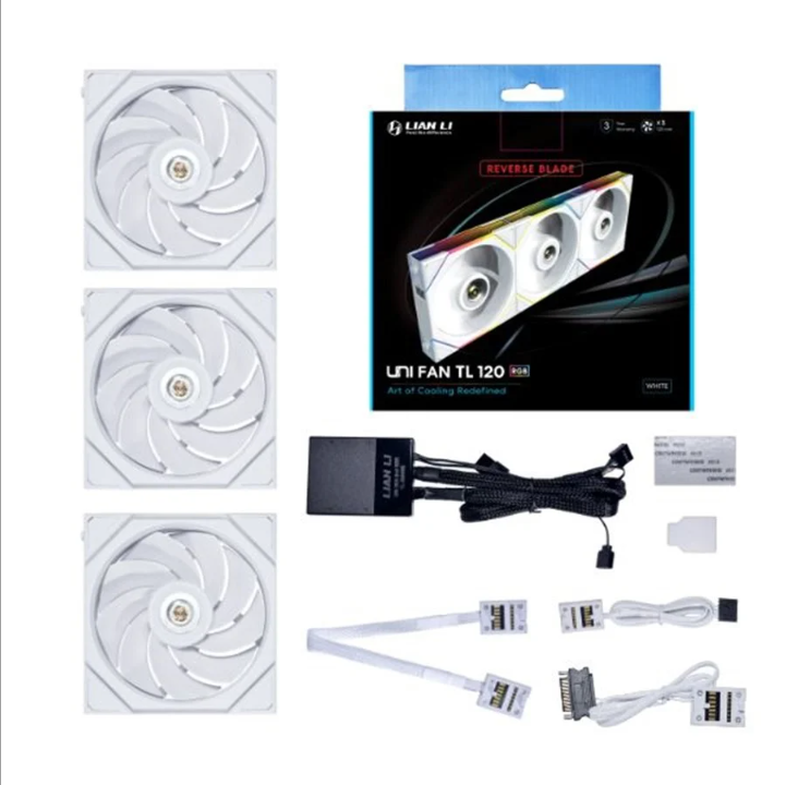 Lian Li UNI FAN TL 120 Reverse Blade (3-pack) - Chassis fan - 120mm - White with RGB light - 34 dBA