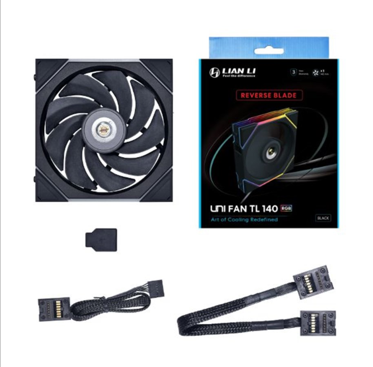 Lian Li UNI FAN TL 140 Reverse Blade - Chassis fan - 140mm - Black with RGB LED - 31 dBA