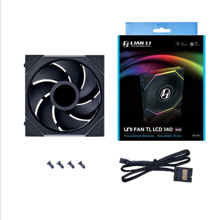 Lian Li UNI FAN TL LCD 140 - Chassis fan - 140mm - Black with RGB LED - 29 dBA