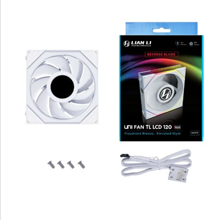 Lian Li UNI FAN TL LCD 120 Reverse Blade - Chassis fan - 120mm - White with RGB light - 31 dBA