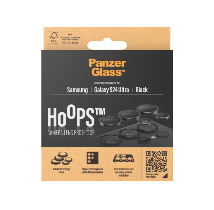 PanzerGlass Hoops واقي عدسة الكاميرا لهاتف سامسونج جالاكسي S24 الترا - أسود