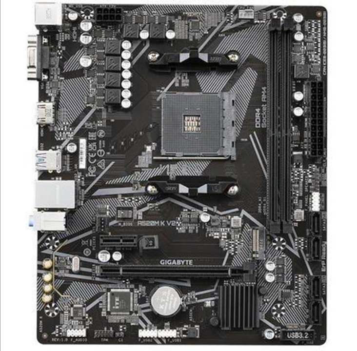 GIGABYTE A520M K V2 - 1.0 - micro ATX - Socket AM4 - AMD A520 Motherboard - AMD A520 - AMD AM4 socket - DDR4 RAM - Micro-ATX