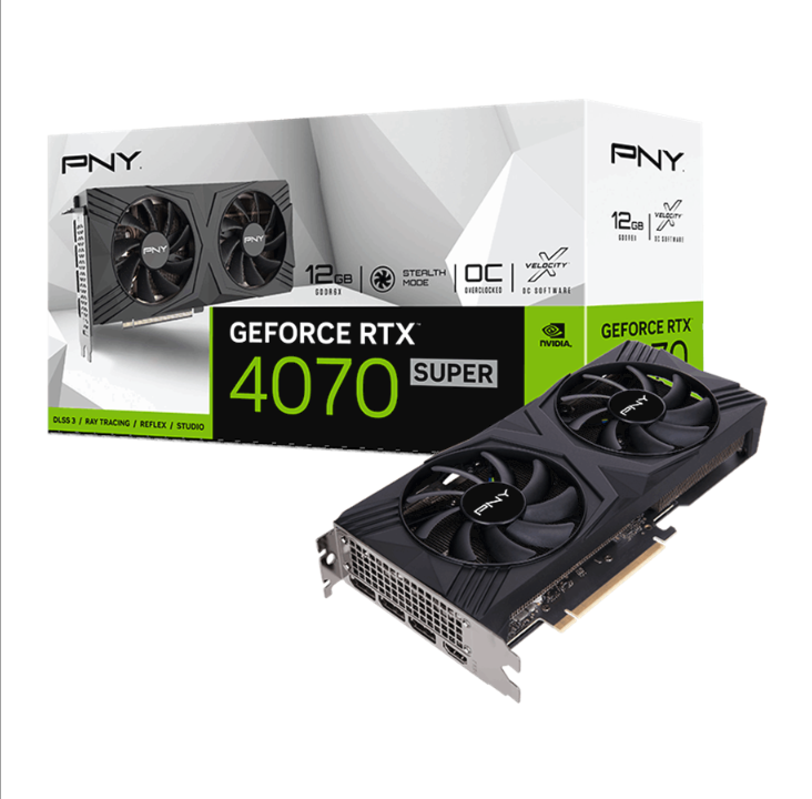 PNY GeForce RTX 4070 SUPER Verto 双风扇 - 12GB GDDR6X RAM - 显卡