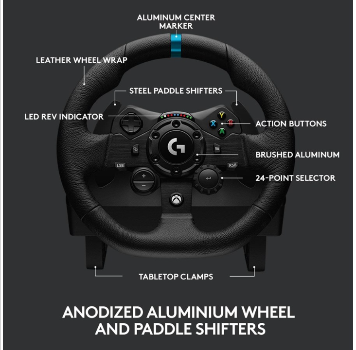 Logitech G923 TRUEFORCE Racing Wheel & Pedals - Xbox One | Series S&X & PC - Steering wheel & Pedal set - Microsoft Xbox One