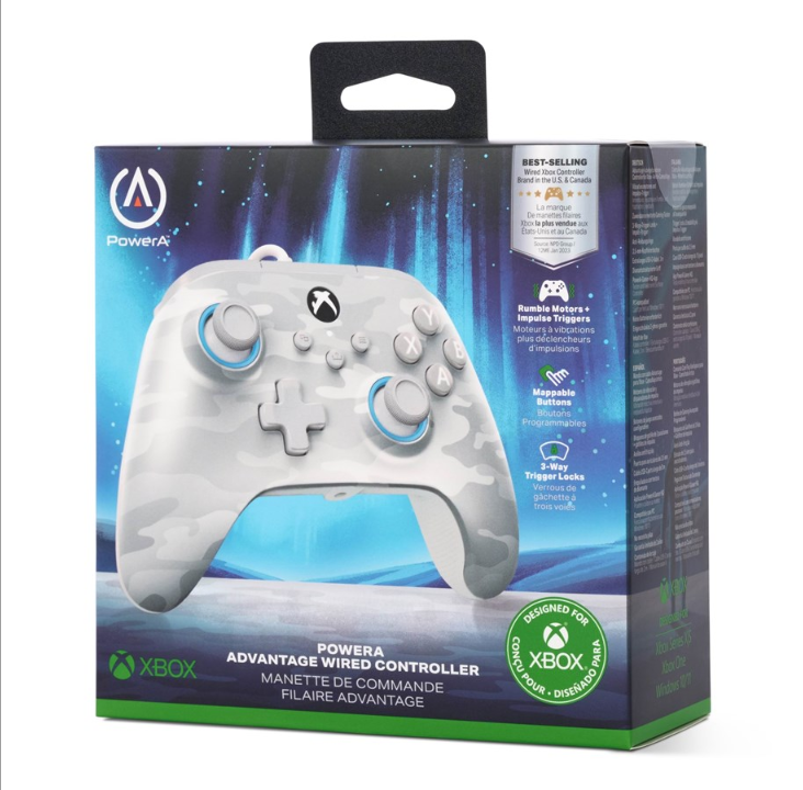PowerA Advantage Wired Controller for Xbox Series X|S - Arctic Camouflage - Gamepad - Microsoft Xbox Series S