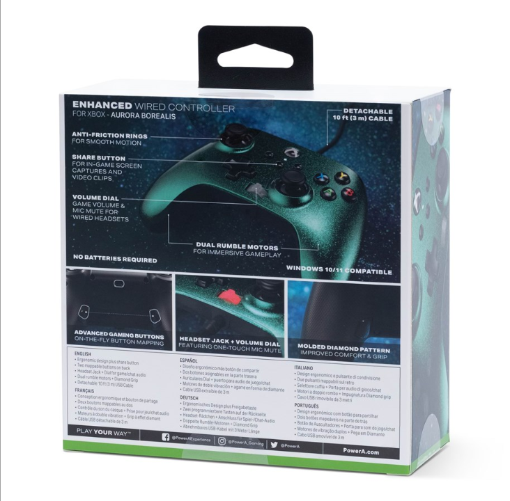 PowerA Enhanced Wired Controller for Xbox Series X|S - Aurora Borealis - Gamepad - Microsoft Xbox Series S