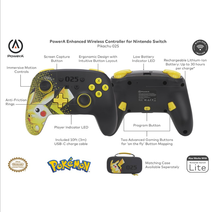 PowerA Enhanced wireless controller for Nintendo Switch - Pikachu 025