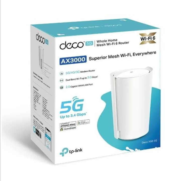 TP-Link DECO X50-5G（1 件装）5G AX3000 全家庭 Mesh WiFi 6 网关 - Mesh 路由器 Wi-Fi 6