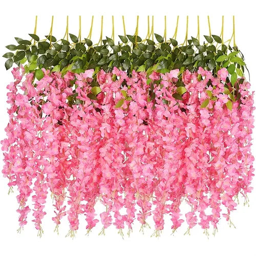 12 Packs, Artificial Wisteria Hanging Flower, Premium Oxidation Resistance Artificial Flower, Artificial Wisteria Plants, Artificial Plants For Home Decor Wall Decor Photo Props