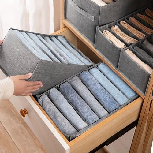 1pc Wardrobe Clothes Organizer, Closet Organizers And Storage 7/9 Grids Divider Drawer Organizers Compartment Storage Bins For Jeans T-shirt Pants Legging