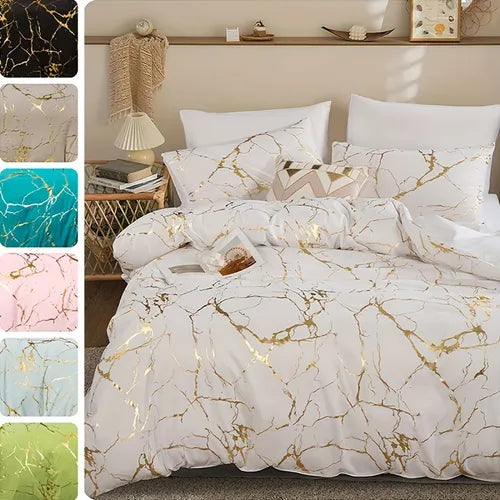 3pcs Bronzing Duvet Cover Set, Bedding Set, Soft Comfortable Duvet Cover, For Bedroom, Guest Room (1*Duvet Cover + 2*Pillowcases, Without Core)