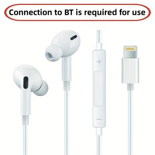 1 件装耳机适用于 iPhone 有线立体声耳机带麦克风降噪（颜色：白色）