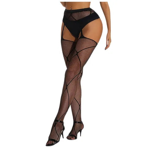 Women's Patterned Fishnet Stockings High Waist Tights Suspender Hosiery Sexy Pantyhose