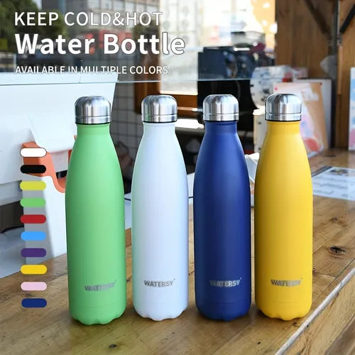 1pc, Watersy Stainless Steel Water Bottle, BPA Free Vacuum Insulated Metal Water Bottles For 12 Hours Hot & 24 Hours Cold Drinks, Sports Flask Great For Work, Gym, Travel - 500ml/17oz