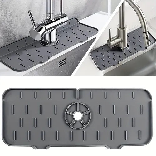 1pc Sink Splash Guard, Silicone Faucet Mat Sink Water Splash Guard, Faucet Splash Catcher, Silicone Deflector Under The Faucet, Keep Kitchen And Bathroom Sinks Dry