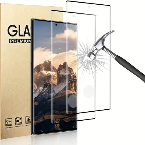 2pcs Screen Protector, 9H Tempered Glass Film, 3D Curved Glass For Samsung Galaxy S22 / S23 Ultra 5G, Fingerprint Unlock