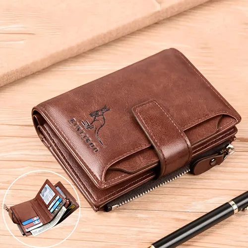 1pc Fashion Men's Coin Purse Wallet With RFID Blocking, Men's PU Leather Wallet Zipper Credit Card Holder Money Bag Wallet