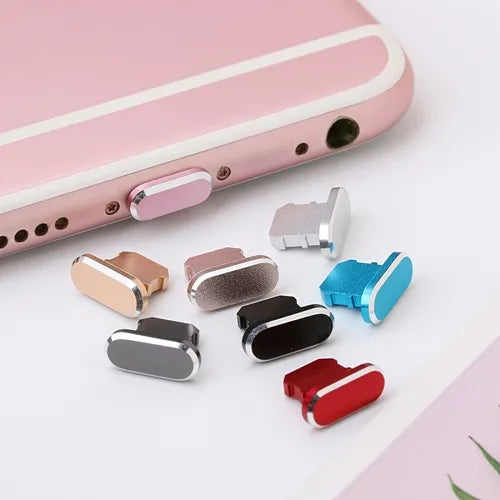 1pc Colorful Metal Anti Dust Charger Dock Plug Stopper Cap Cover For IPhone Charging Port