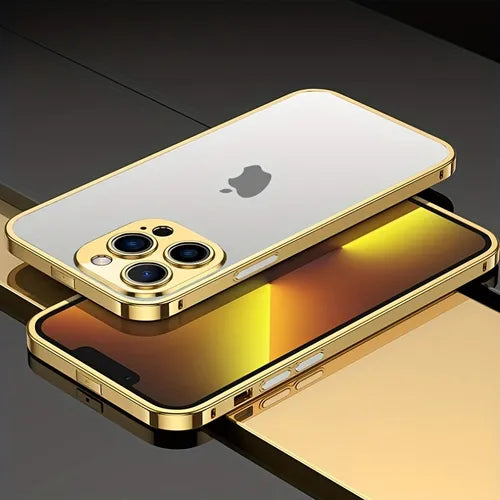 Stainless Steel Hardware Shell Luxury Phone Case For Apple Iphone 14 13 12 11 Pro Maxxplus, Phone Case With Metal Lens