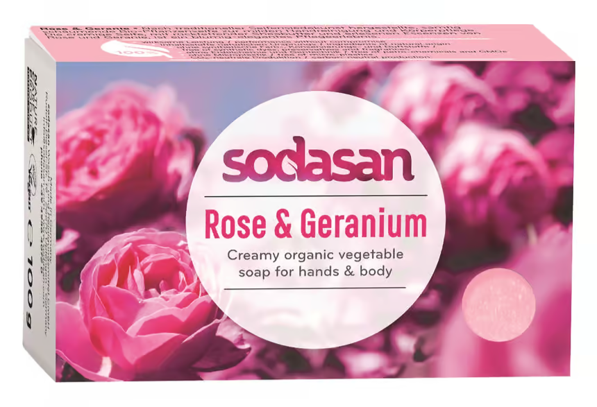 Sodasan Rose & Geranium Soap 100 g