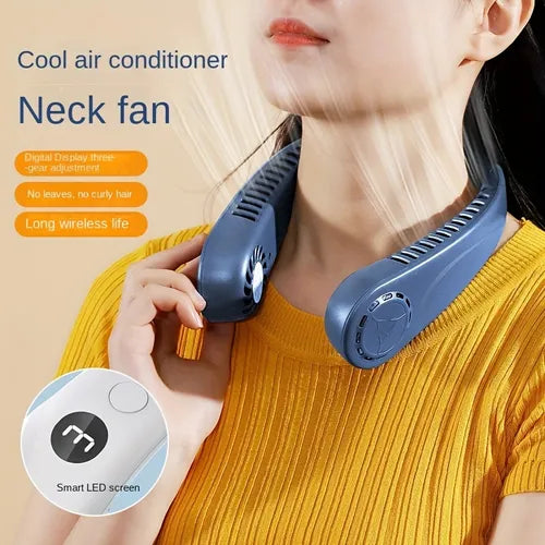 1Pc 2023 New Mini Neck Hanging Fan Portable Vaneless Neck Hanging Fan, Super Wind, Long Range, Hands Free, 360 ° Free Adjustment, Suitable For Outdoor Sports, Rechargeable, USB Powered, 5-speed, Multi Color Gift For Boys/Girlfriends