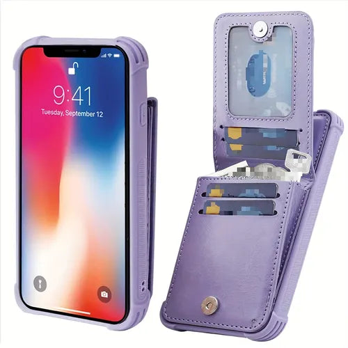 Phone Case For IPhone 11 Wallet Case, Leather Magnetic Clasp Flip Folio Shockproof Phone Cover[Screen Protector Included] Credit Card Holder Kickstand For Apple IPhone 11