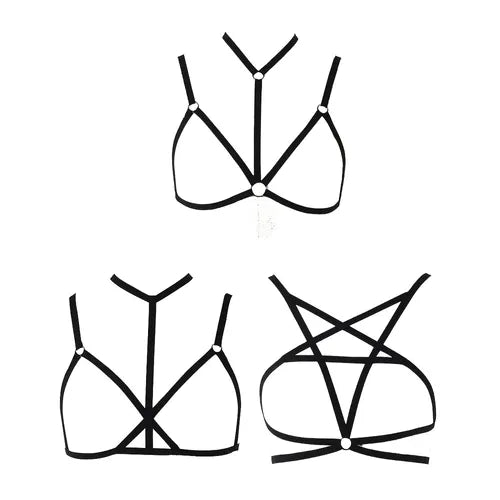 3 Pcs Bra Harness Belts, Punk Hollow Out Elastic Belts, Women's Lingerie & Underwear Accessories