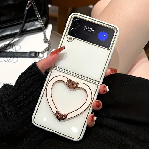 حافظة حماية للهاتف المحمول بتصميم قلب قابلة للطي لهاتف سامسونج Z Flip 4/ Flip 3 5G