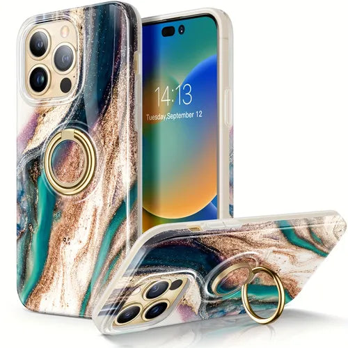 手机壳兼容 iPhone 12 Pro Max 13pro/13pro Max 14 系列带 TPU 缓冲保护防震时尚大理石手机壳