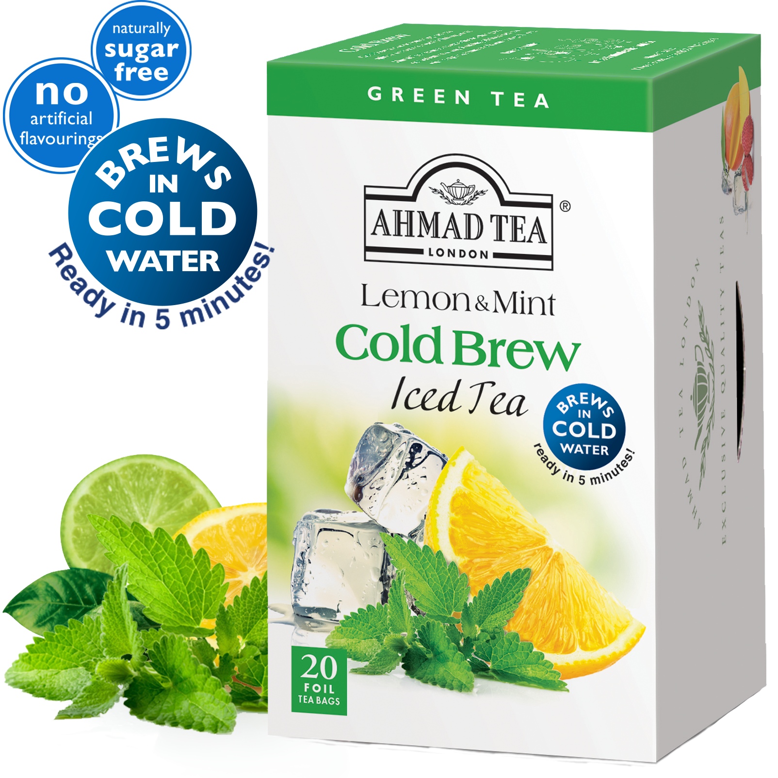 Ahmad Cold Brew. Green. Lemon & Mint. 20 teabags