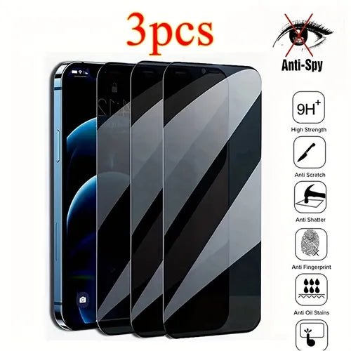 3Pcs Full Cover Privacy Screen Protectors For IPhone 6 6S 7 8 X XS XR 11 14 13 12 Pro Max Mini 14 Pro 14 Plus Anti-spy Protective Glass