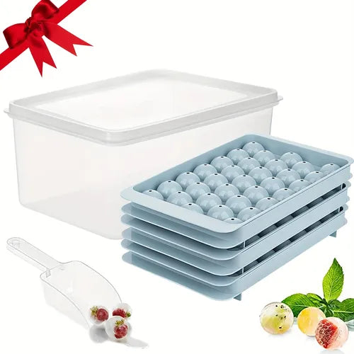 1pc, Ice Ball Mold With Lid And Container, Flexible Ice Cube Trays, Ice Trays For Freezer, Ice Ball Maker, Easy Release Ice Maker, For Soft Drinks, Whisky, Cocktail, And More, Kitchen Accessories