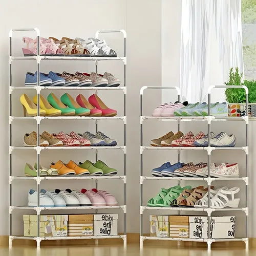 1pc Simple Shoe Rack, 3/4/5/6/7 Layers Shoe Storage Rack, Multi-layer Assembly Shoe Rack, Free Standing Shoe Cabinet, Household Economic Shoe Shelf, Suitable For Living Room, Rental House, Dormitory Entryway