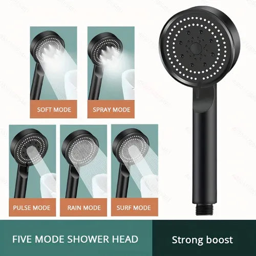 1pc High Pressure Shower Head, 5 Mode Adjustable Shower Head, Multifunctional Large Water Spray Nozzle, Bathroom Accessories