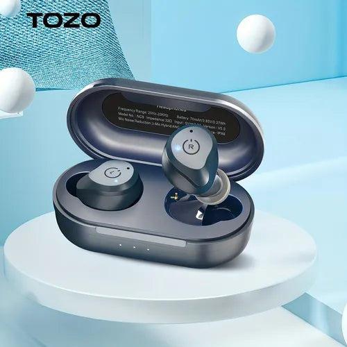 TOZO 2022 版混合主动降噪无线耳塞，入耳式耳机 IPX6 防水 BT 5.3 立体声耳机，沉浸式音质优质深低音耳机