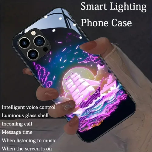 Everything Is Going Smoothly Fashionable And Trendy Phone Case With Bright Light, Voice Controlled Intelligent Seven Color Illuminated Phone Case Leads The Trend