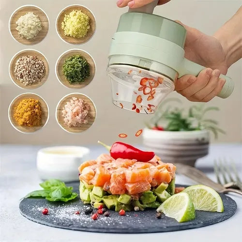 1pc 4 In 1 Electric Garlic Chopper,Food Processor Masher Garlic Crusher Four In One Garlic Masher Electric Garlic Crusher Household Stranded Garlic Gods Automatically Pull Garlic Masher